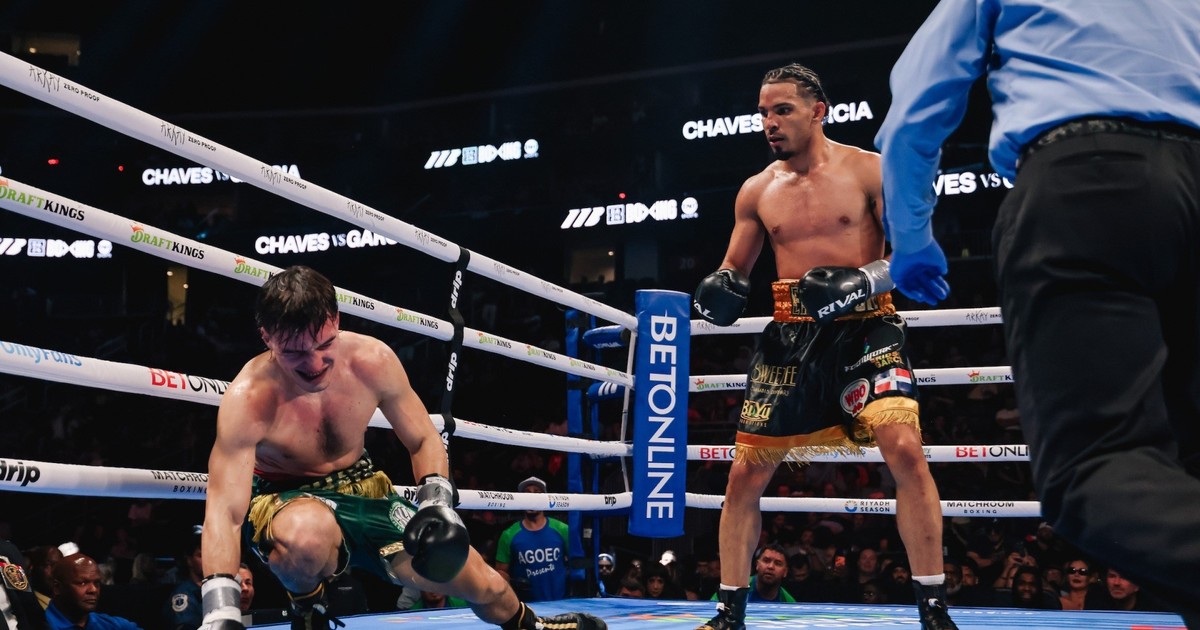 Boxeo:  Veneno Chaves sufrió una paliza del dominicano Eridson García que lo tiró cuatro veces y lo tuvo al borde del nocaut